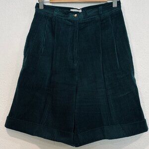 NWOT Vintage IZOD Corduroy Shorts Pleated Cuffed Dark Green 9" Inseam Size 10